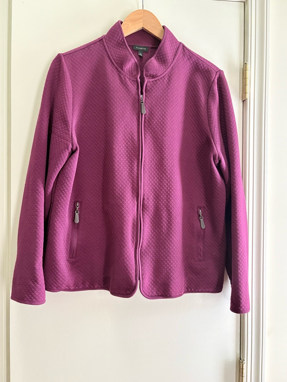 Talbots Women’s Quilted Zip-Front Jacket in Plum